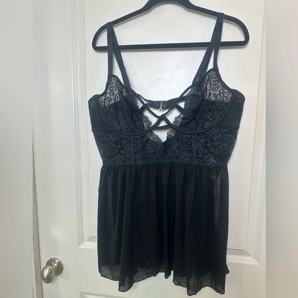 NEW Adore Me Rae Black Lace Sheer Underwire Nightie Lingerie, Size 3X - Picture 5 of 12